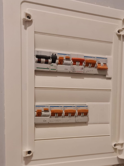 Cuadro eléctrico con interruptores automáticos.